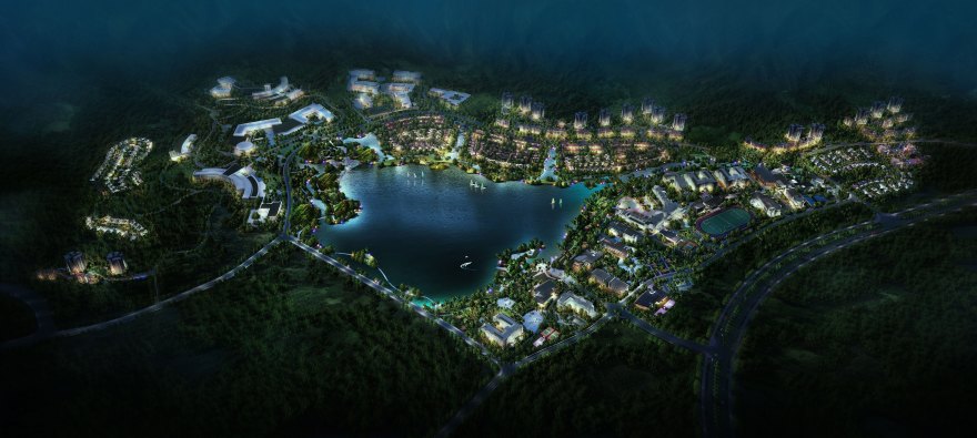 中交海棠麓湖鸟瞰图